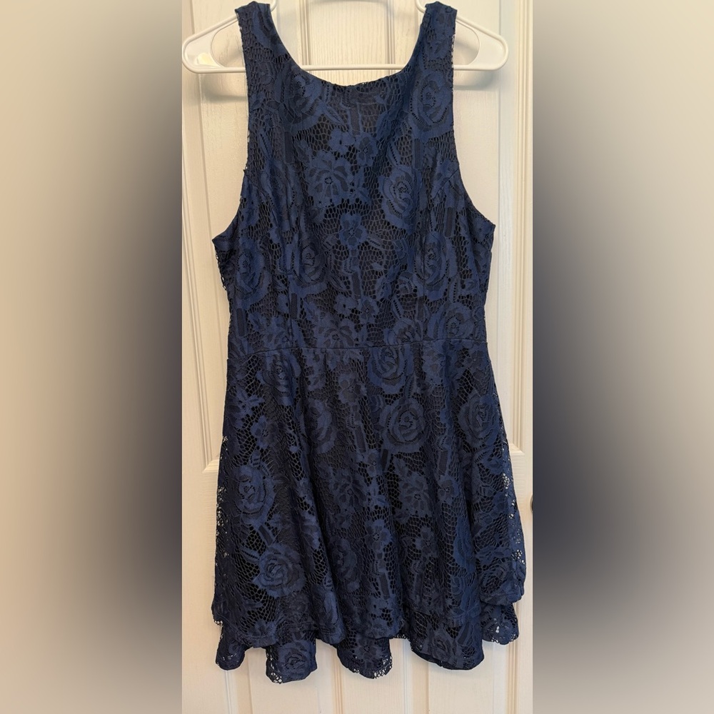 Elegant Navy Lace Dress